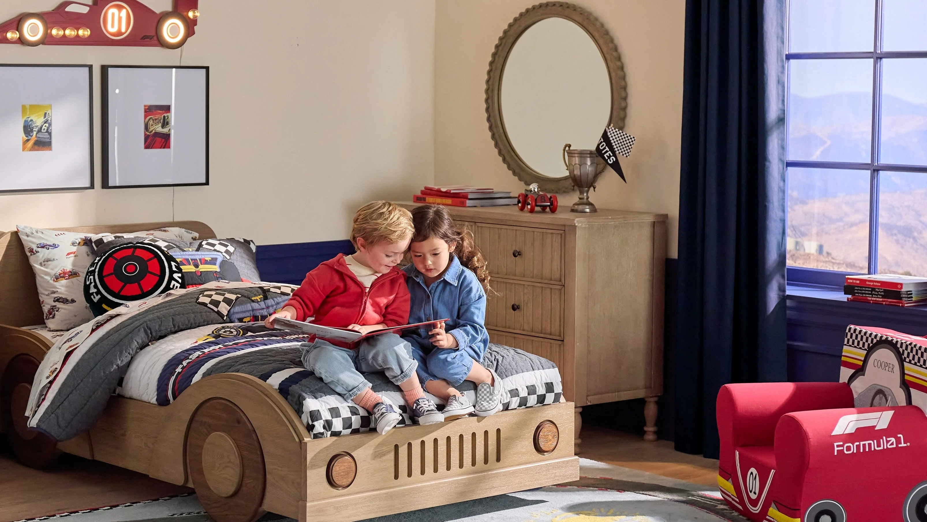 La Formule 1 pour la collection de Kids de Pottery Barn transformera les chambres et les salles de jeux des jeunes fans